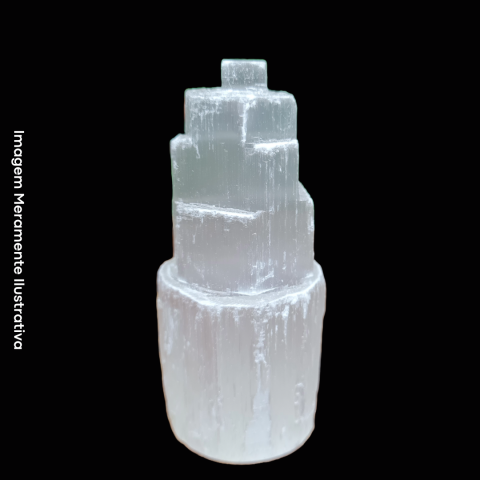 Torre de Selenita Branca 10 cm - Unidade